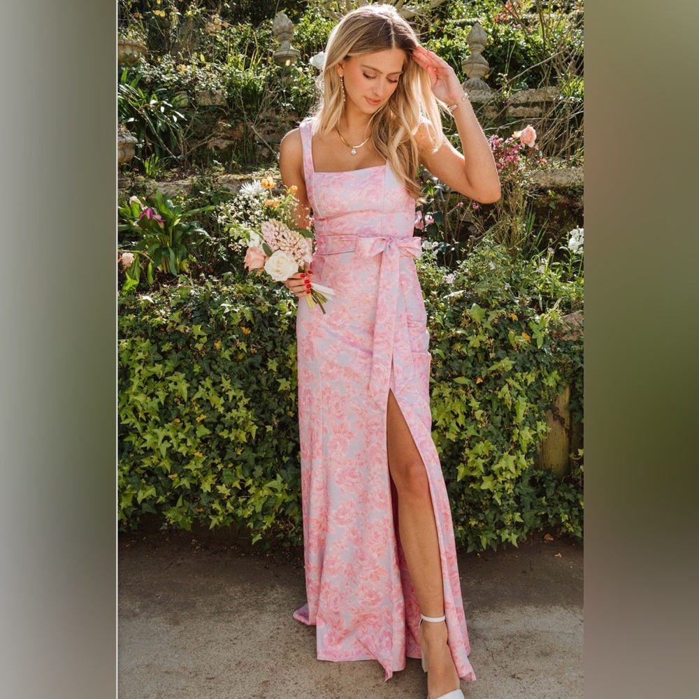 Show Me Your Mumu Paris Gown- blushing floral stretch